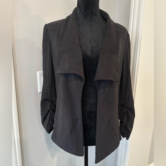 CHELSEA & THEODORE Faux Suede Open Jacket Women Medium Black - Picture 2 of 8